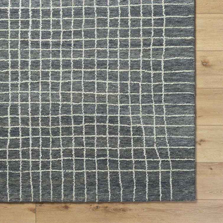 Gray and White Hand-Tufted Wool 8' x 10' Rug