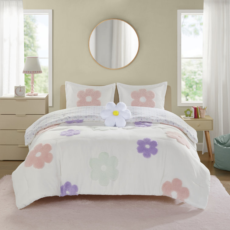 Twin Purple Microfiber Reversible Kids Comforter Set