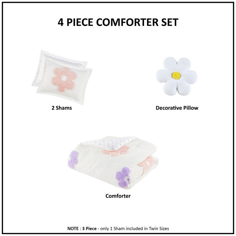 Twin Purple Microfiber Reversible Kids Comforter Set