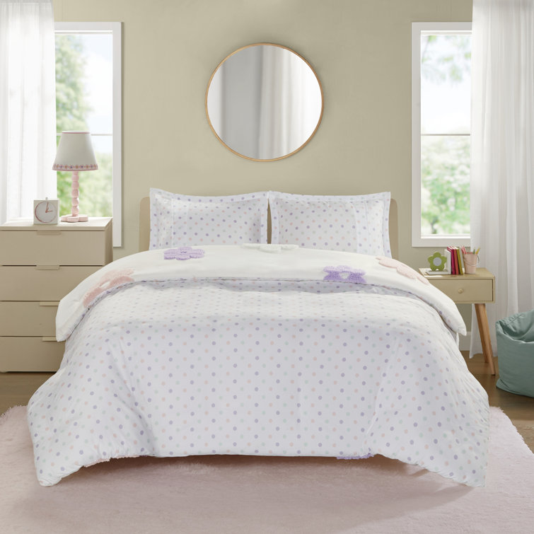 Full/Queen Multicolor Floral Chenille Kids Duvet Cover Set