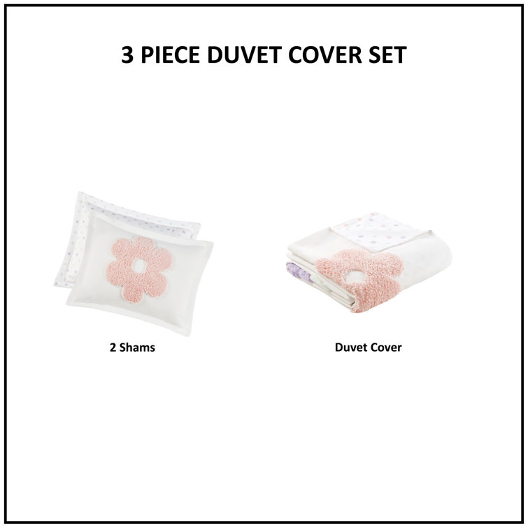 Full/Queen Multicolor Floral Chenille Kids Duvet Cover Set
