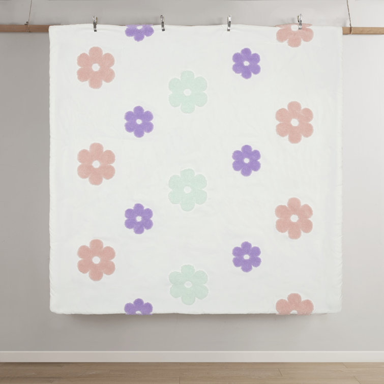 Full/Queen Multicolor Floral Chenille Kids Duvet Cover Set