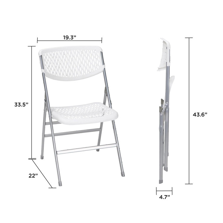 White Metal and Plastic Armless Folding Chair