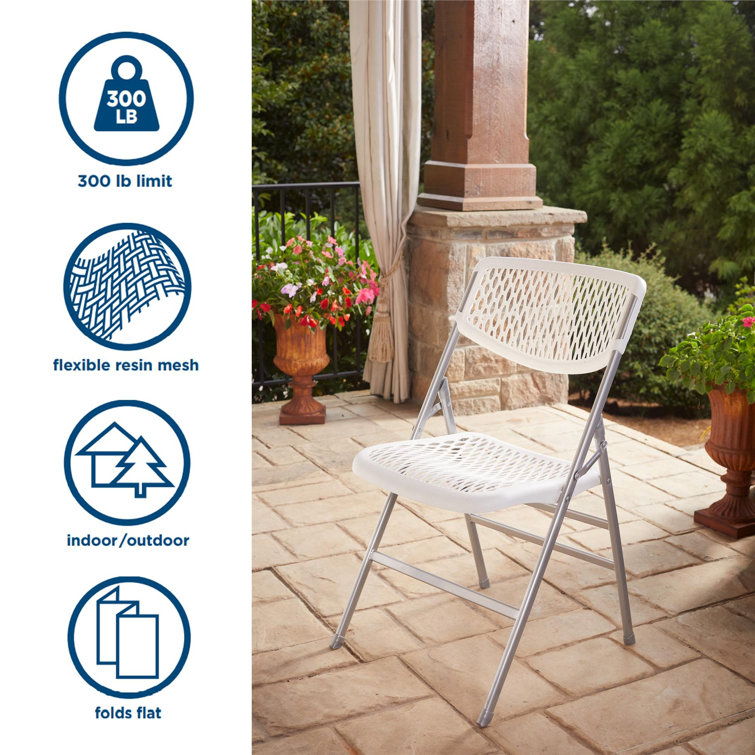 White Metal and Plastic Armless Folding Chair