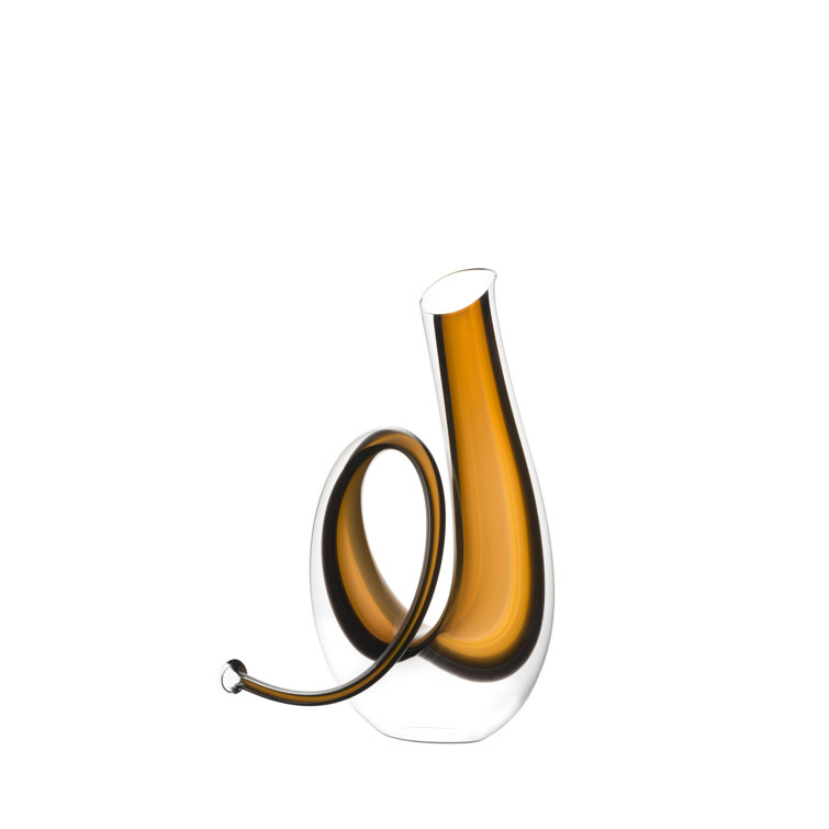 Mustard and Clear Abstract Crystal Wine Decanter
