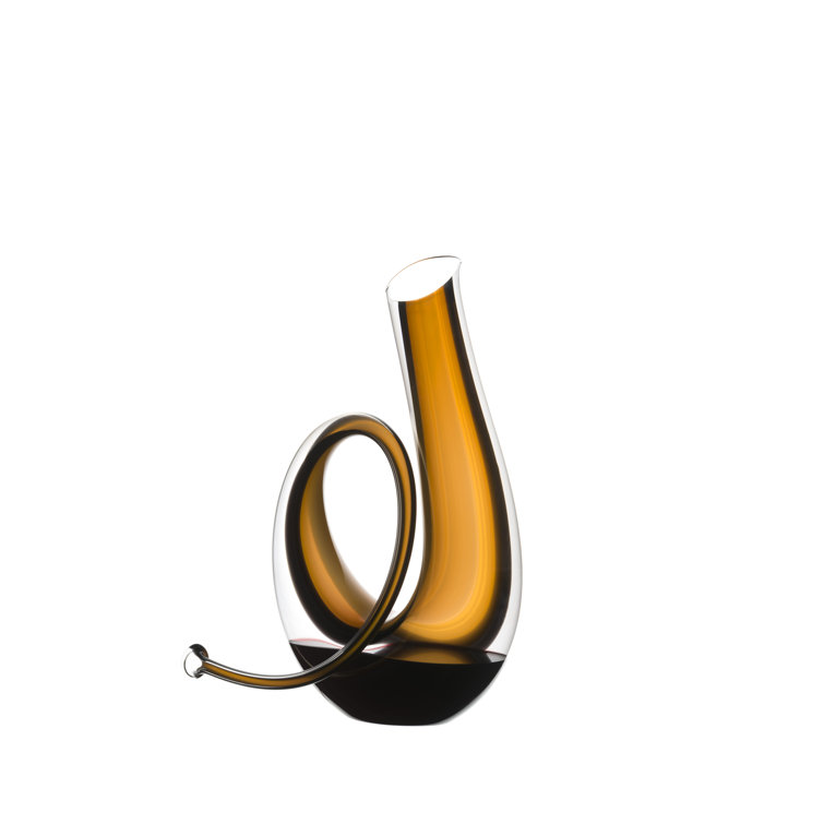 Mustard and Clear Abstract Crystal Wine Decanter