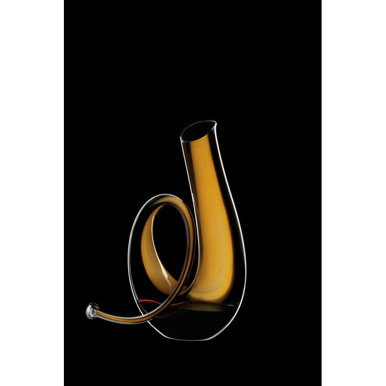 Mustard and Clear Abstract Crystal Wine Decanter