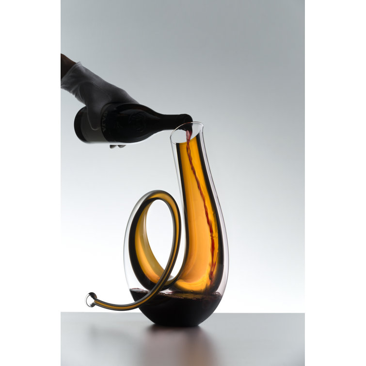 Mustard and Clear Abstract Crystal Wine Decanter