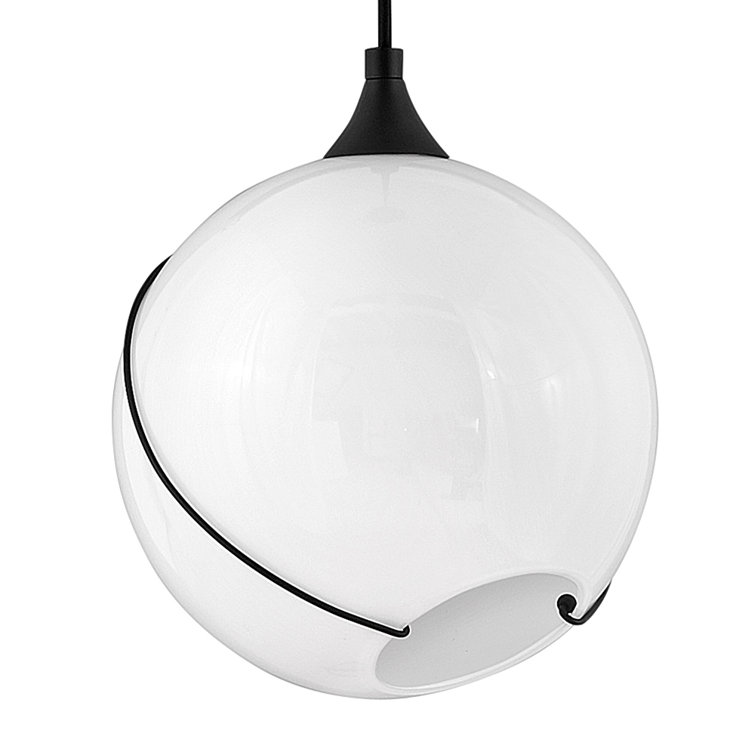 Black Opal Glass Globe Pendant Light with Brass Accents