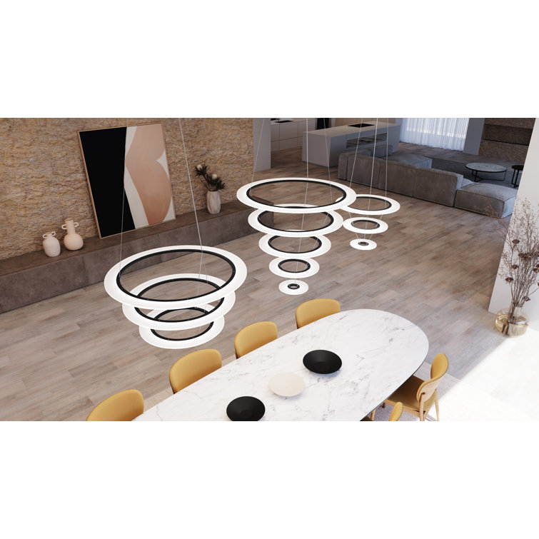 Arctic Rings Contemporary Black Aluminum LED Chandelier