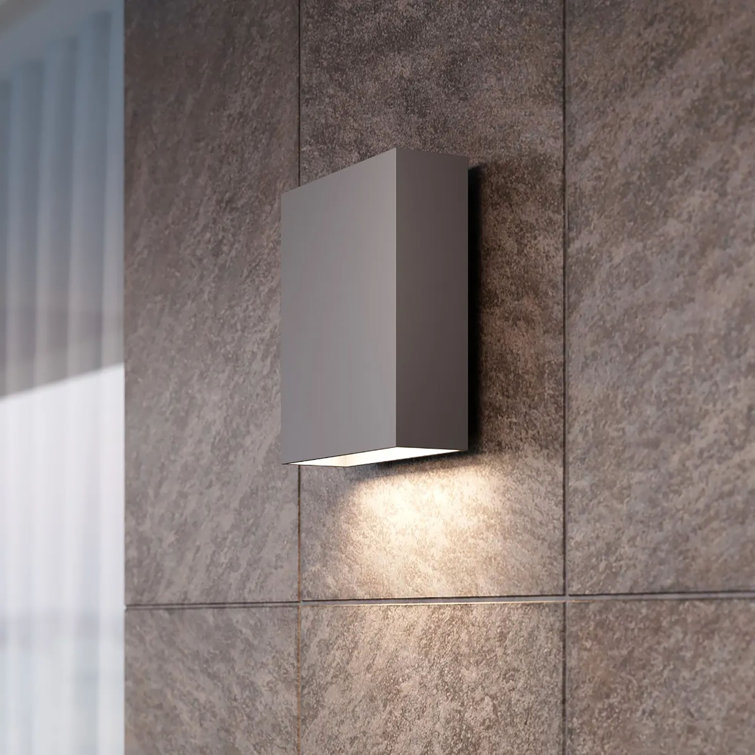 Textured Gray LED Dimmable Outdoor Wall Sconce