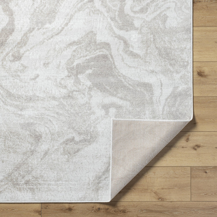 Armaya Gray and Beige Stain-Resistant Synthetic Area Rug