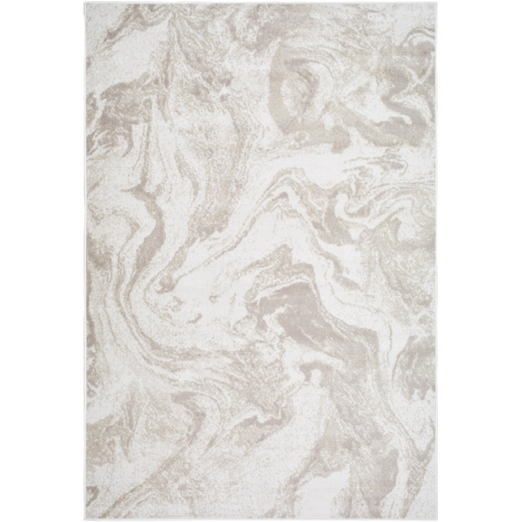 Armaya Gray and Beige Stain-Resistant Synthetic Area Rug