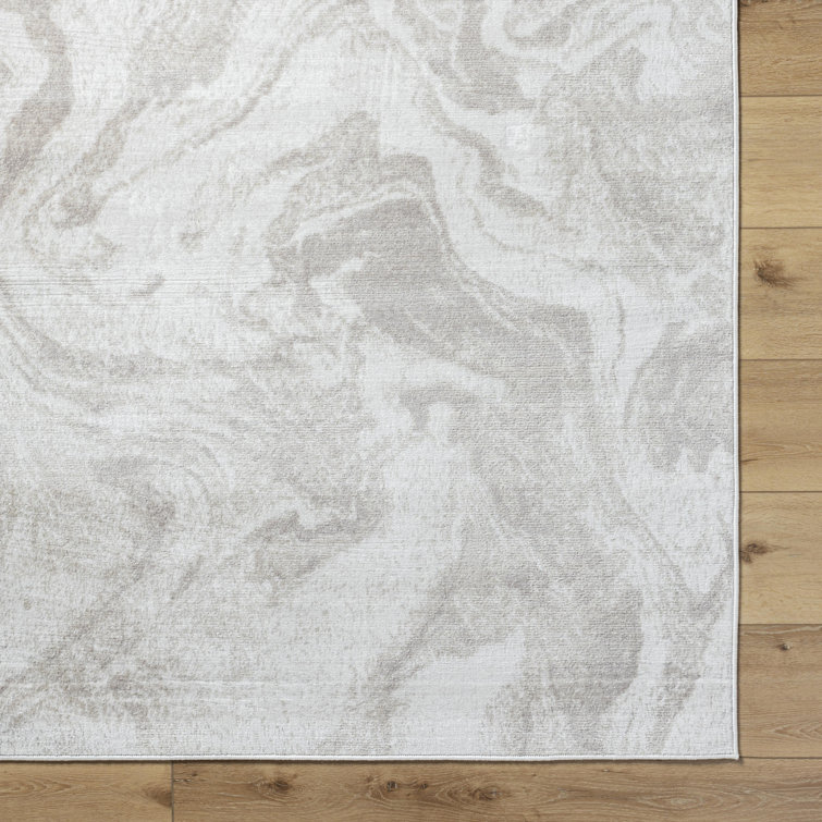 Armaya Gray and Beige Stain-Resistant Synthetic Area Rug