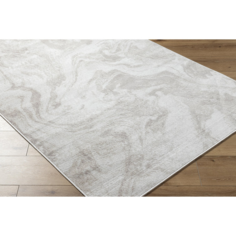 Armaya Gray and Beige Stain-Resistant Synthetic Area Rug