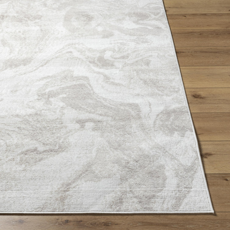 Armaya Gray and Beige Stain-Resistant Synthetic Area Rug
