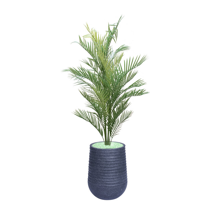 60'' Green Faux Palm Tree in Black Plastic Planter