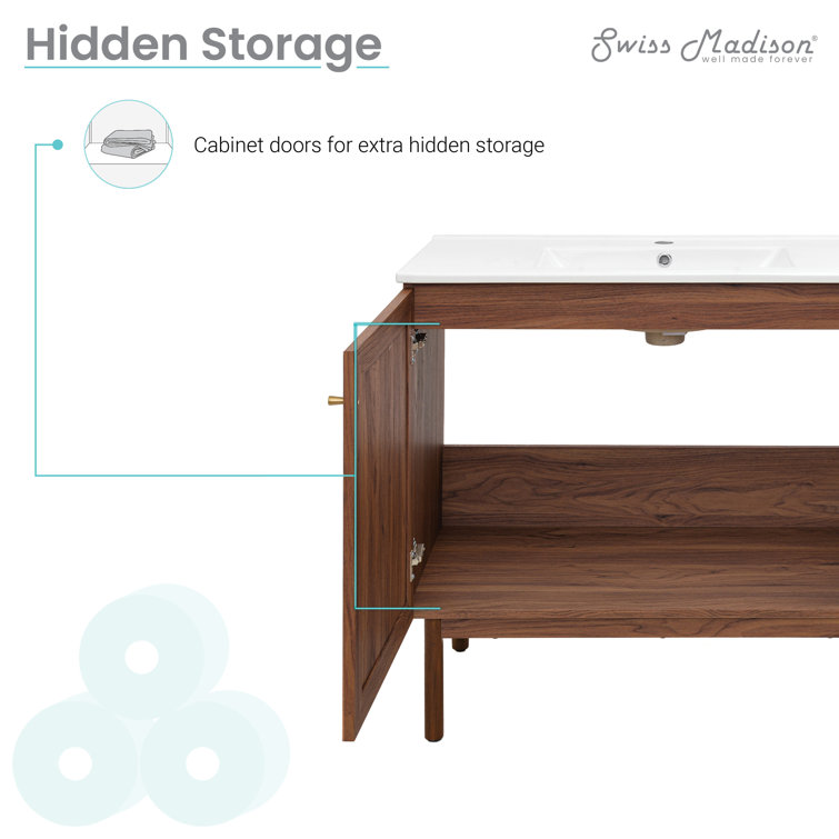Classe 36" Dark Walnut and Rattan Bathroom Vanity