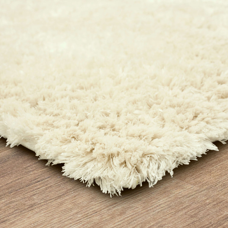 Ivory 10' x 13' Rectangular Shag Wool Area Rug