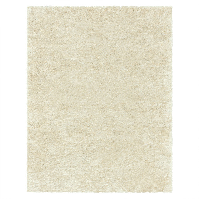Ivory 10' x 13' Rectangular Shag Wool Area Rug