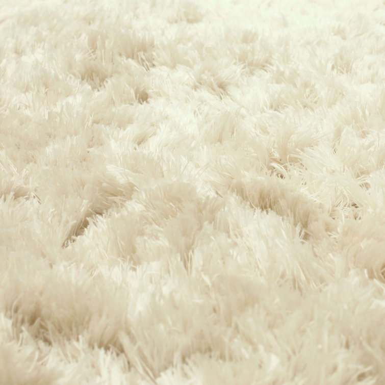 Ivory 10' x 13' Rectangular Shag Wool Area Rug