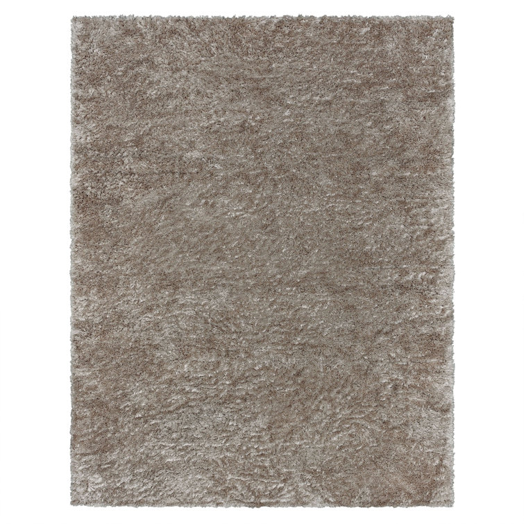 Taupe 10' x 13' Rectangular Shag Wool and Synthetic Rug