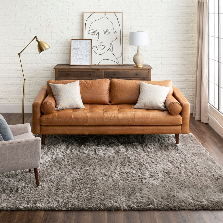 Taupe 10' x 13' Rectangular Shag Wool and Synthetic Rug