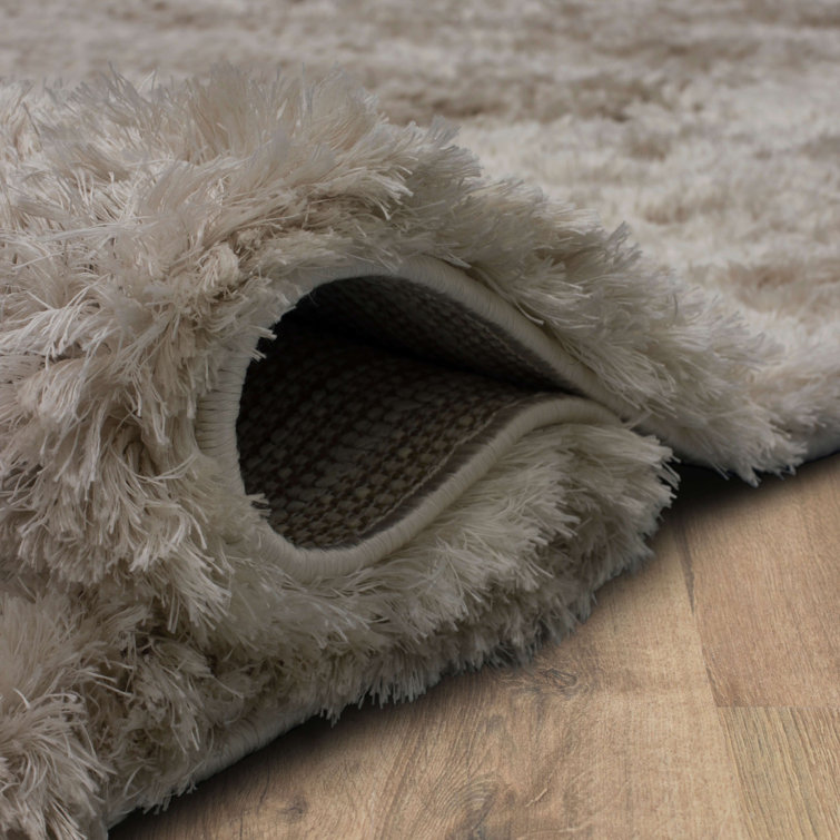 Taupe 10' x 13' Rectangular Shag Wool and Synthetic Rug