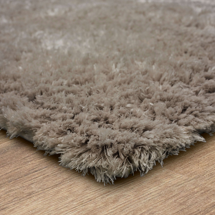 Taupe 10' x 13' Rectangular Shag Wool and Synthetic Rug