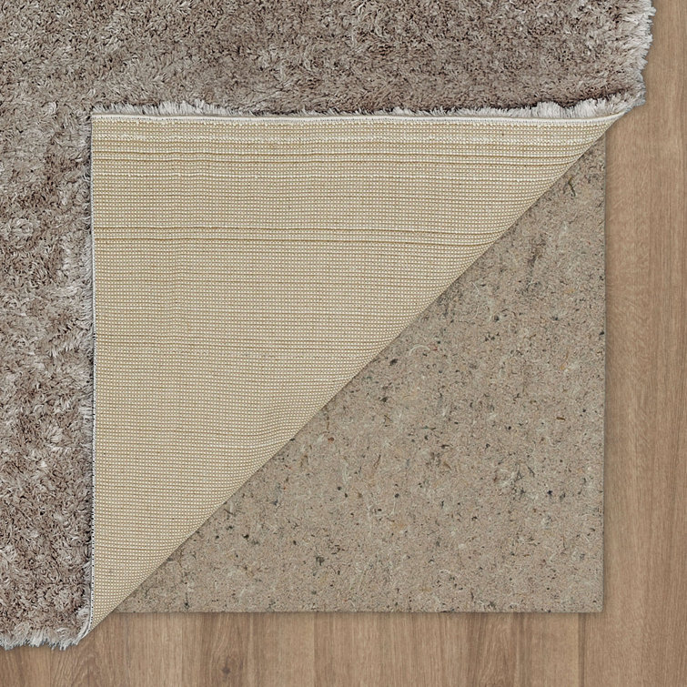 Taupe 10' x 13' Rectangular Shag Wool and Synthetic Rug