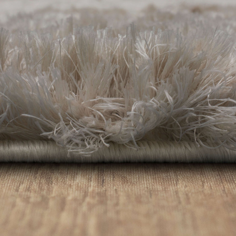 Taupe 10' x 13' Rectangular Shag Wool and Synthetic Rug