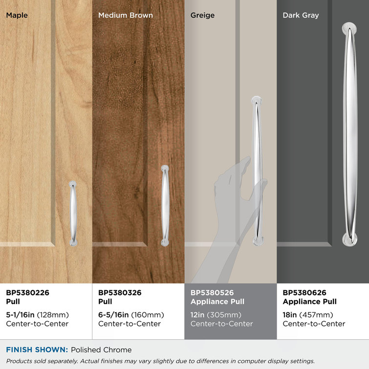 Polished Chrome 12" Modern Appliance Pull with Mounting Hardware