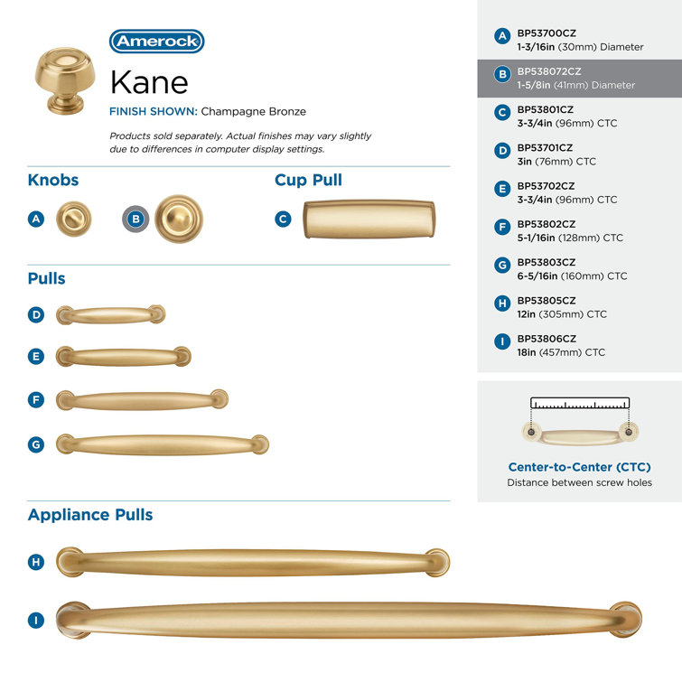 Kane 1-5/8 inch Champagne Bronze Round Cabinet Knob