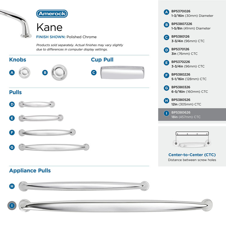 Polished Chrome 18" Modern Appliance Pull with Mounting Hardware