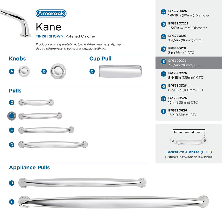 Polished Chrome 3-3/4" Cabinet Drawer Pull Bar