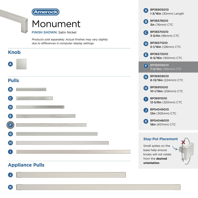 Monument 7-9/16 inch Satin Nickel Cabinet Pull with Mounting Hardware
