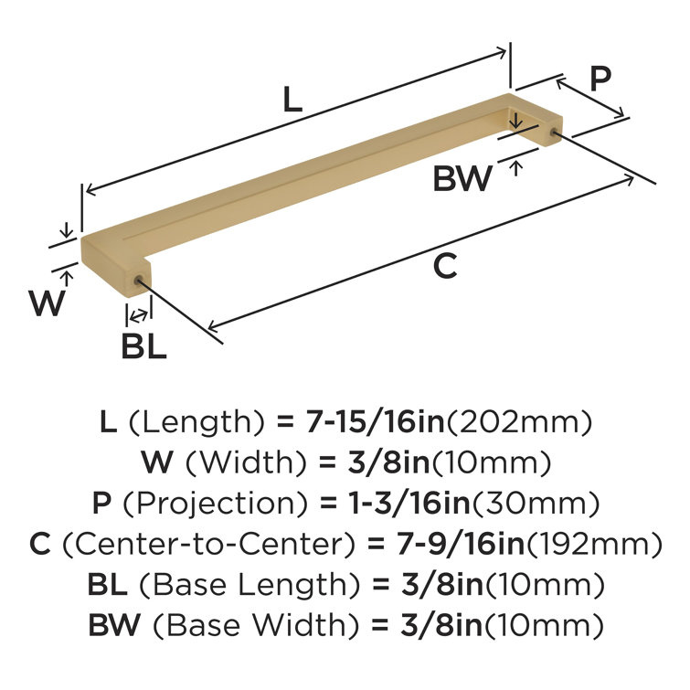 Champagne Bronze Modern Bar Cabinet Pull with Mounting Hardware