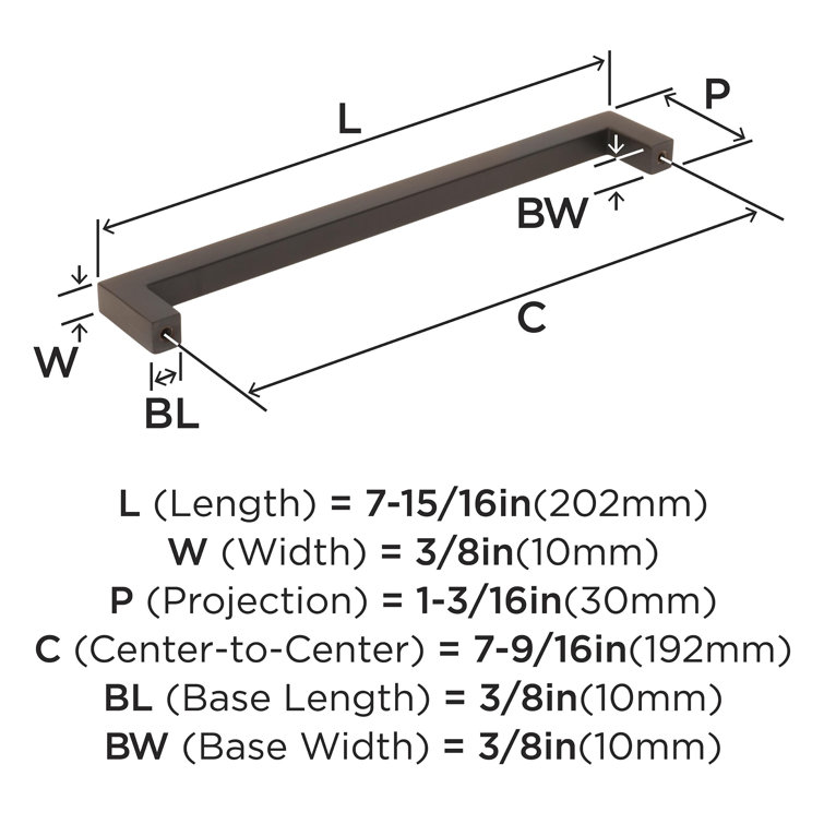 Monument Oil Rubbed Bronze 7-9/16 inch Cabinet Pull