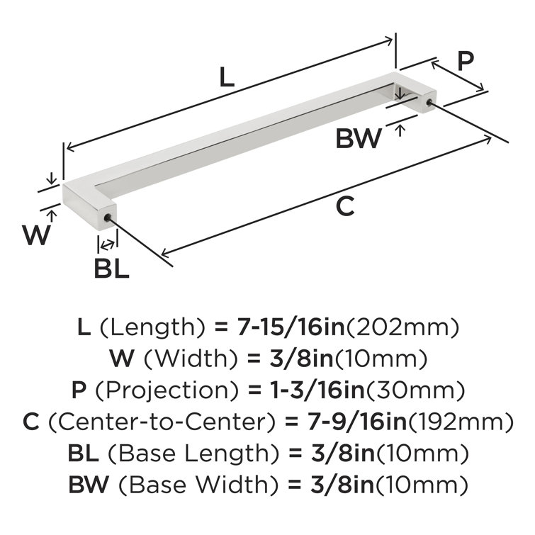Monument Polished Chrome 7-9/16 inch Cabinet Pull Bar
