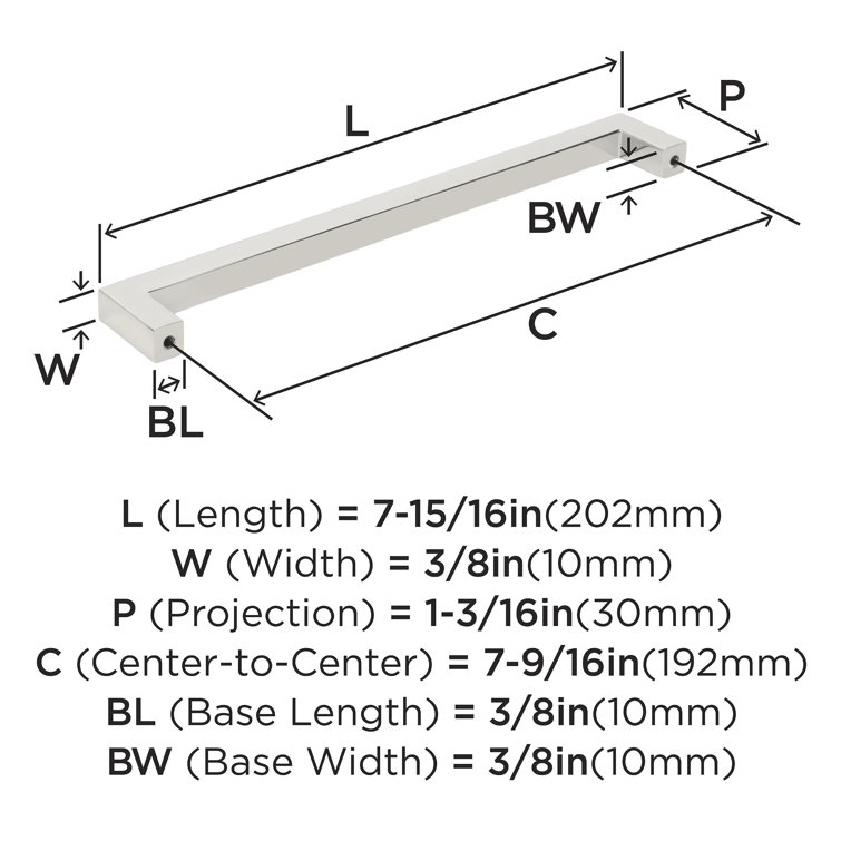 Polished Nickel Modern Cabinet Pull with Mounting Hardware