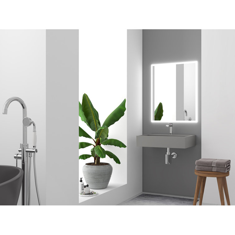 Gray 24" Wall-Mounted Stone Bathroom Sink with Concealed Drain