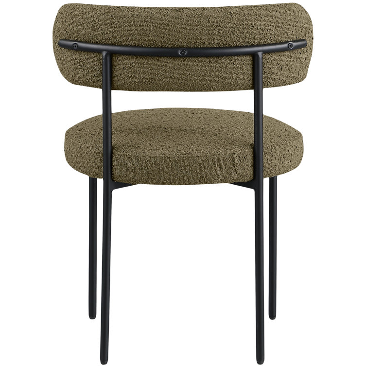 Cream Boucle Upholstered Side Chair with Metal Legs, Set of 2