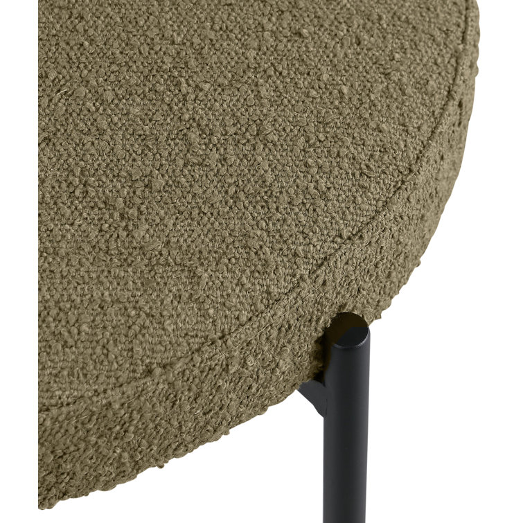 Cream Boucle Upholstered Side Chair with Metal Legs, Set of 2