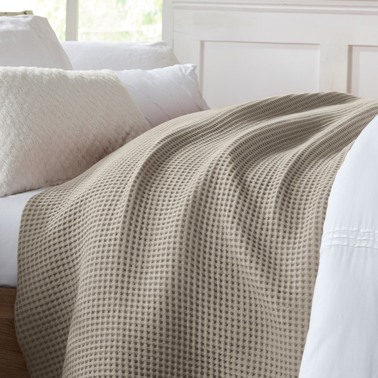 King Size Linen Cotton Waffle Weave Reversible Blanket