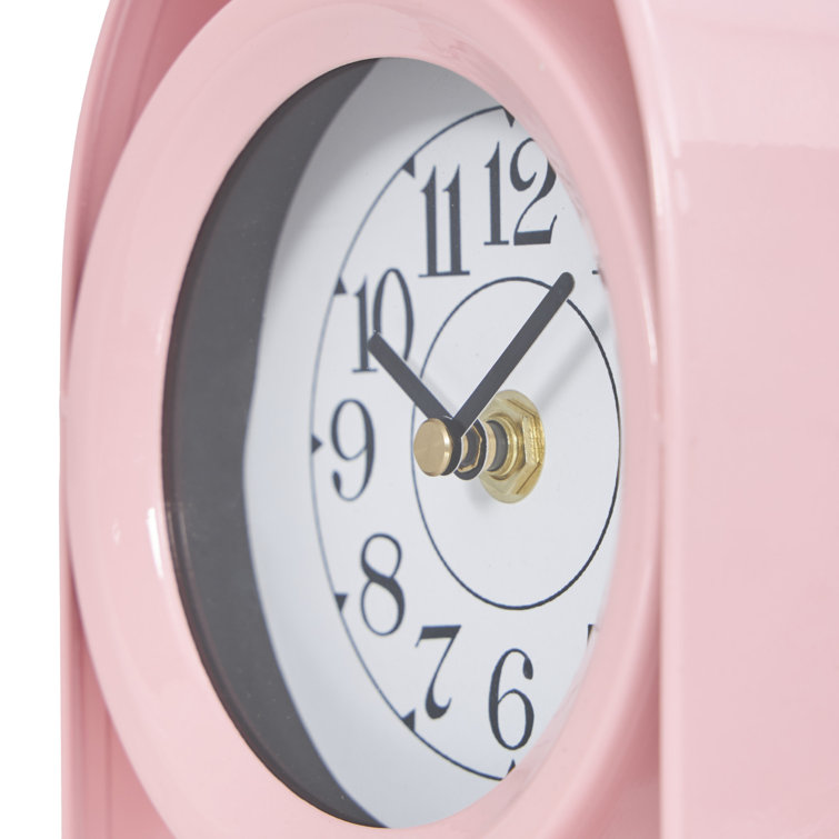 Set of 3 Multicolor Metal Analog Table Clocks with Arched Stands