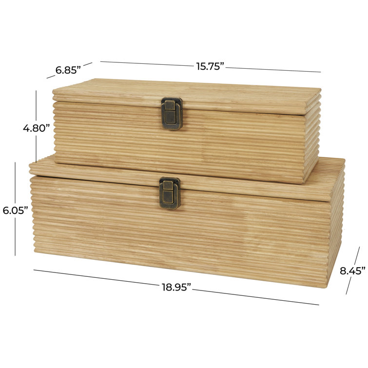 Handmade Natural Wood Lidded Storage Box Set
