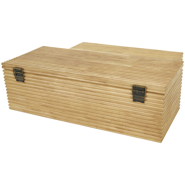 Handmade Natural Wood Lidded Storage Box Set