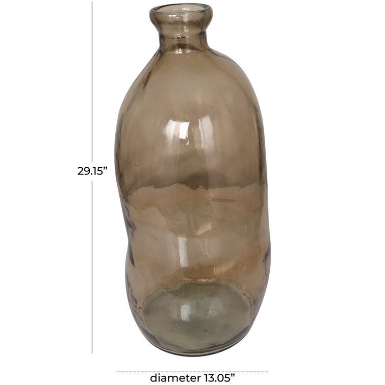 Handcrafted Round Brown Glass Floor Vase