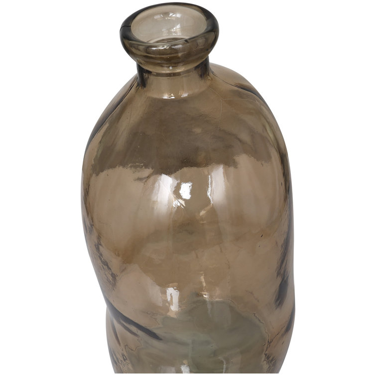 Handcrafted Round Brown Glass Floor Vase