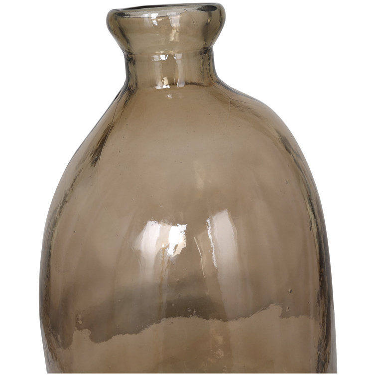 Handcrafted Round Brown Glass Floor Vase